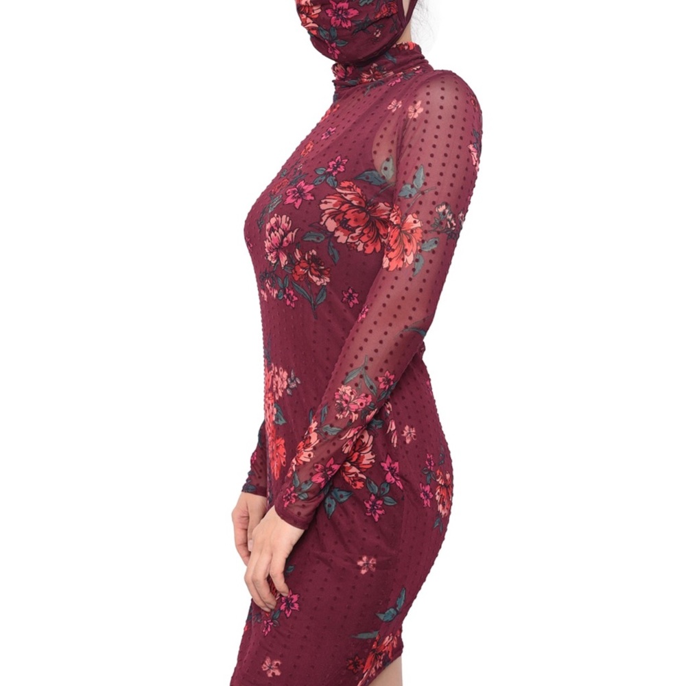 NWT! Price Drop! Floral Print-Dot Mesh Dress w/ Mask! - Picture 13 of 14